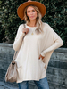 Damen Bluse Apricot Lange Ärmel Taschen Jewel Neck Cotton Oversized Long T-Shirt