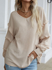 Damen Bluse Apricot Sweetheart Neck Long Sleeves Lycra Spandex Stretch Rüschen T-Shirt