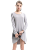 Damen Bluse Grau Langarm Jewel Neck Polyester Layered Casual T Shirt