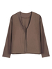 Damen Bluse Khaki Langarm V-Ausschnitt Baumwolle T-Shirt