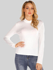 Damen Bluse Langarm White Jewel Neck Polyester T-Shirt