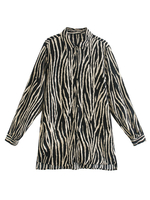 Damen Bluse Schwarz Streifen Turndown Kragen Lässig Langarm Polyester Tops