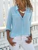 Damen Bluse Weiß Polyester Turndown Kragen Lässig Langarm Tops