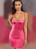 Damen Bodycon Kleider Rose Straps Neck Asymmetrisches Sexy Midi Bleistiftkleid