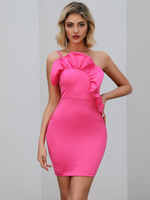 Damen Bodycon Kleider Rose Trägerloses ärmelloses Midi Bleistiftkleid