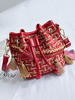 Damen Bohemian Bucket Bag Umhängetasche mit Quasten