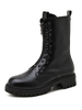 Damen Booties Round Toe Chunky Heel PU Leder Schwarze Stiefeletten