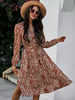 Damen Bronzing Maxi Kleider Langarm V-Ausschnitt Polyester Langes Kleid