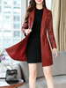 Damen Burgunder Oberbekleidung Turndown Kragen Langarm Knöpfe Polyester Casual Wollmantel