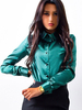 Damen Businesshemd Green Spread Kragen Langarm Button Oben
