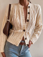 Damen Cable Knit Cardigans Langarm Casual Acryl Damen Cardigan