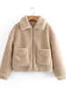 Damen Camel Jacken Umlegekragen Langarm Zipper beiläufige Polyester-Jacke