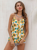 Damen Cami Top Straps Neck Sun Flower Print Casual Tops