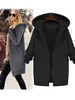 Damen Cardigans Hoodie Grau Langarm Cotton Blend Hooded Sweatshirt Winter Oberbekleidung