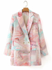 Damen Casual Blazer Pink Turndown Kragen Langarm Zweireiher Jacken