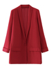 Damen Casual Blazer Roter Turndown-Kragen Langarm-Baumwollblazer