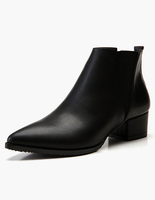 Damen Chelsea Boots 2021 Schwarz Ankle Boots Schwarz Spitz Toe Chunky Heel Booties