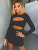 Damen Clubkleid Schwarzes Juwel Halsausschnitt Langarm Polyester Sexy Kleid