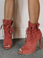 Damen Coral Sommerstiefel Stilette Heel Peep Toe Casual Stöckelstiefel