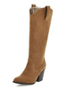 Damen Cowboystiefel Kniehohe Stiefel Wildleder Blockabsatz 3;1 "Winterstiefel