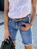 Damen Denim Shorts Blau Cowboy Sommer Gerade Midihose