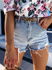 Damen Denim Shorts Hellhimmelblau Lässige Sommer Gerade Cowboy Shorts