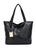 Damen Einkaufstasche Kunstleder Croco Print In Schwarz