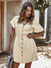 Damen Etuikleider Ecru White Cotton Attraktives Röhrenkleid Kurzarm Midi Tunika Kleid