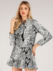 Damen Etuikleider Grau Python Plissee Polyester Snakeskin Grain Tunika Kleid