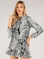 Damen Etuikleider Grau Python Plissee Polyester Snakeskin Grain Tunika Kleid
