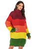 Damen Etuikleider Split Color High Collar Polyester Farbblock Fabulous Rainbow Sweater Tube Dress