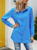 Damen-Freizeithemd Blaue Turndown-Kragen Langarm Polka Dot Bluse