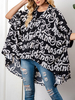 Damen-Freizeithemd Schwarzer Turndown-Kragen Halbarm High Low Design Bluse