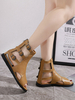 Damen Gladiator Sandalen Leder Open Toe Schnalle Detail Flache Sandale Schuhe