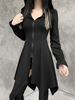 Damen Gothic Hoodies Kleid Schwarz Gothic Cotton Top Retro Kleid