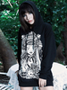 Damen Gothic Hoodies Schwarz Gothic Polyester Shift Retro Pullover Top