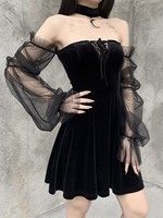 Damen Gothic Kleid Schwarz Gothic Polyester Bodycon Retro Kleid