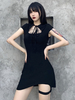 Damen Gothic Kleid Schwarz Gothic Polyester Bodycon Retro Kleid