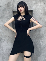 Damen Gothic Kleid Schwarz Gothic Polyester Bodycon Retro Kleid