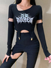 Damen Gothic Kostüm Black Buckle Gothic Cotton Top
