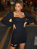 Damen Gothic Kostüm Schwarz Gothic Baumwolle Bishop Bodycon Retro Kleid