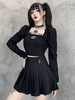 Damen Gothic Langarm Schwarz Gothic Polyester Retro Tops