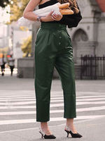 Damen Gothic Long Pants Grüne Gothic Leder Retro Hose