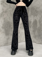 Damen Gothic Long Pants Schwarze Polyester Retro Hose