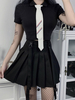 Damen Gothic Shirt Schwarz Akademische Baumwolle Top Retro Tops