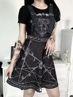 Damen Gothic Strap Dress Schwarzes ärmelloses kurzes Kleid aus Polyester