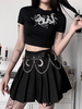 Damen Gothic T-Shirt Schwarz Gothic Baumwolle Top Kurzarm Retro Tops