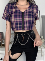 Damen Gothic Tops Lila Sexy Polyester Kurzarm Retro Tops