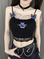 Damen Gothic Tops Ärmellose Butterfly Lace Summer Tops