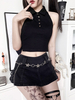 Damen Gothic Tops Schwarz Gothic Cotton Neckholder Retro Tops
